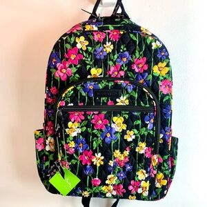 Vera Bradley NWT Campus Backpack Wildflower Garden Floral Zip Bag Quilt Travel